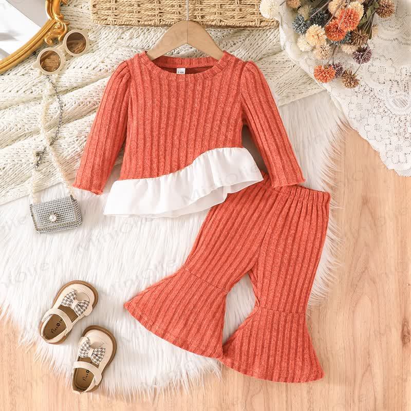 Baby Girl Solid Color 2-piece Set - Orange - 2-3Y - image 1