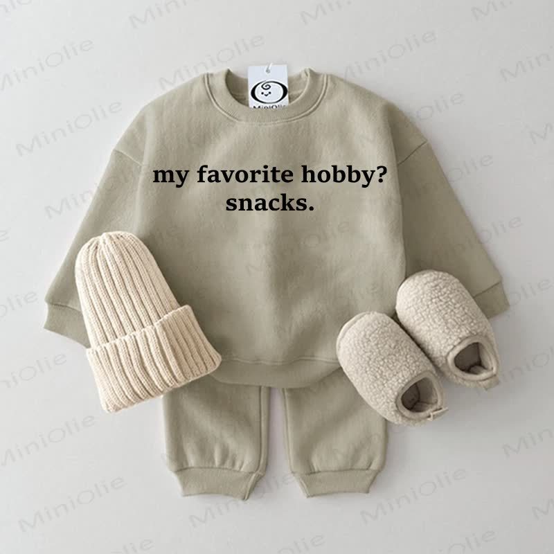 MY FAVORITE HOBBY? SNACKS. Baby Grey Green 2-piece Set - Grey Green - 2-3T - image 1