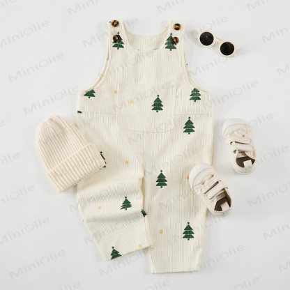 Baby Toddler Corduroy Christmas Tree Apricot Overalls - image 3