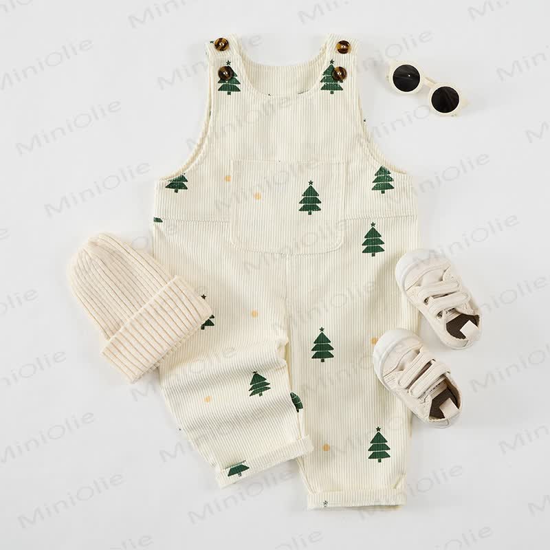 Baby Toddler Corduroy Christmas Tree Apricot Overalls - image 2