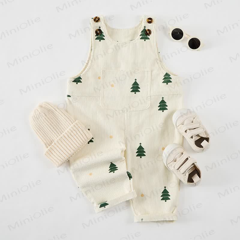 Baby Toddler Corduroy Christmas Tree Apricot Overalls - image 2