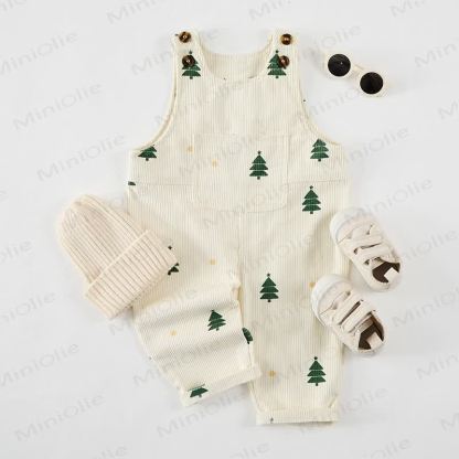 Baby Toddler Corduroy Christmas Tree Apricot Overalls - image 2