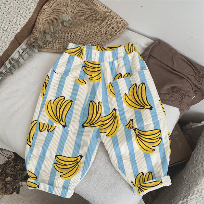 Baby Toddler Blue Bananas Striped Pants - Blue - 5-7T - image 1