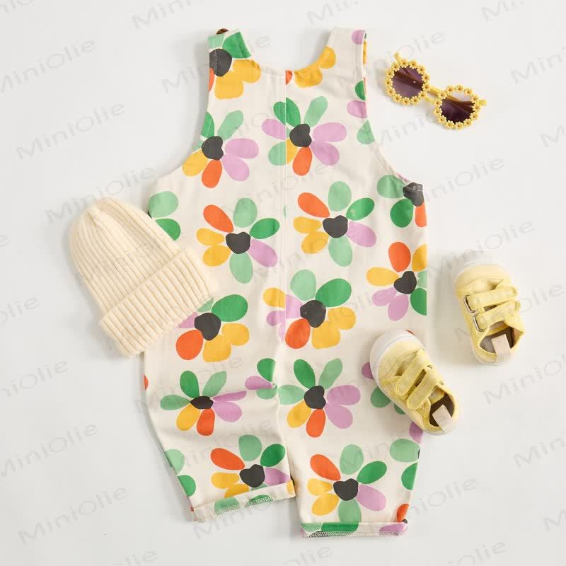 Baby Colorful Floral Beige Overalls - image 3