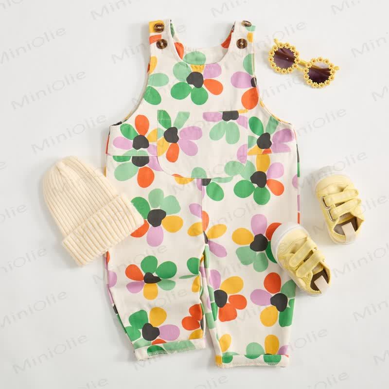 Baby Colorful Floral Beige Overalls - image 2