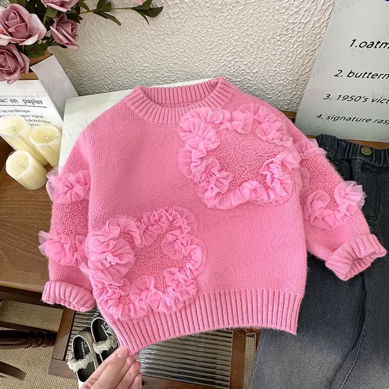 Kid Girls' Flower Knit Sweater - Pink - 10Y - image 1