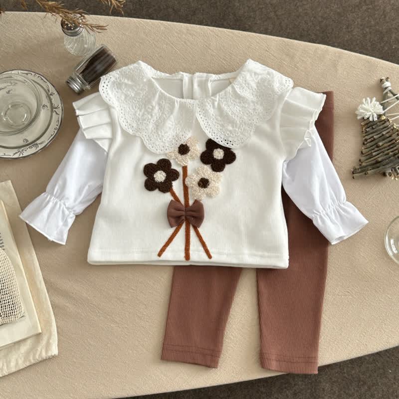 Baby Girl Flower Lace 2-piece Set - White - 2-3Y - image 1