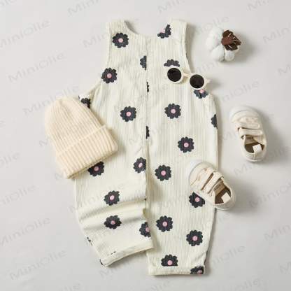 Baby Toddler Black Flowers Corduroy Overalls  - image 6