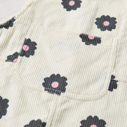 Baby Toddler Black Flowers Corduroy Overalls  - image 4