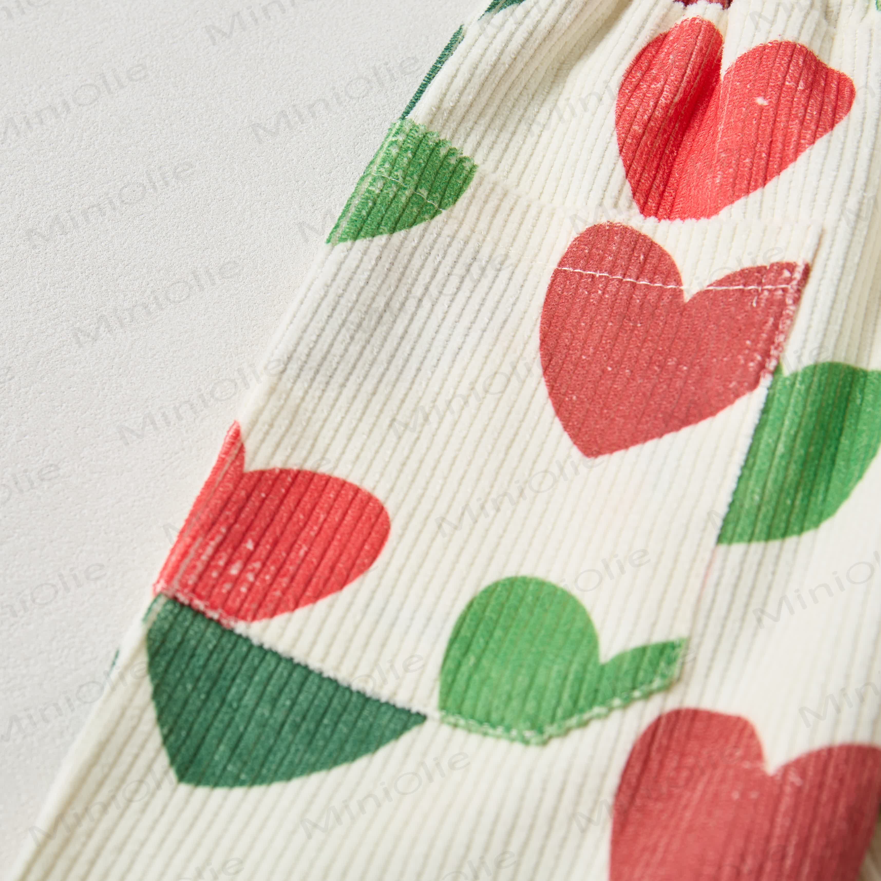 Baby Toddler Christmas Color Hearts Corduroy Pants - image 3