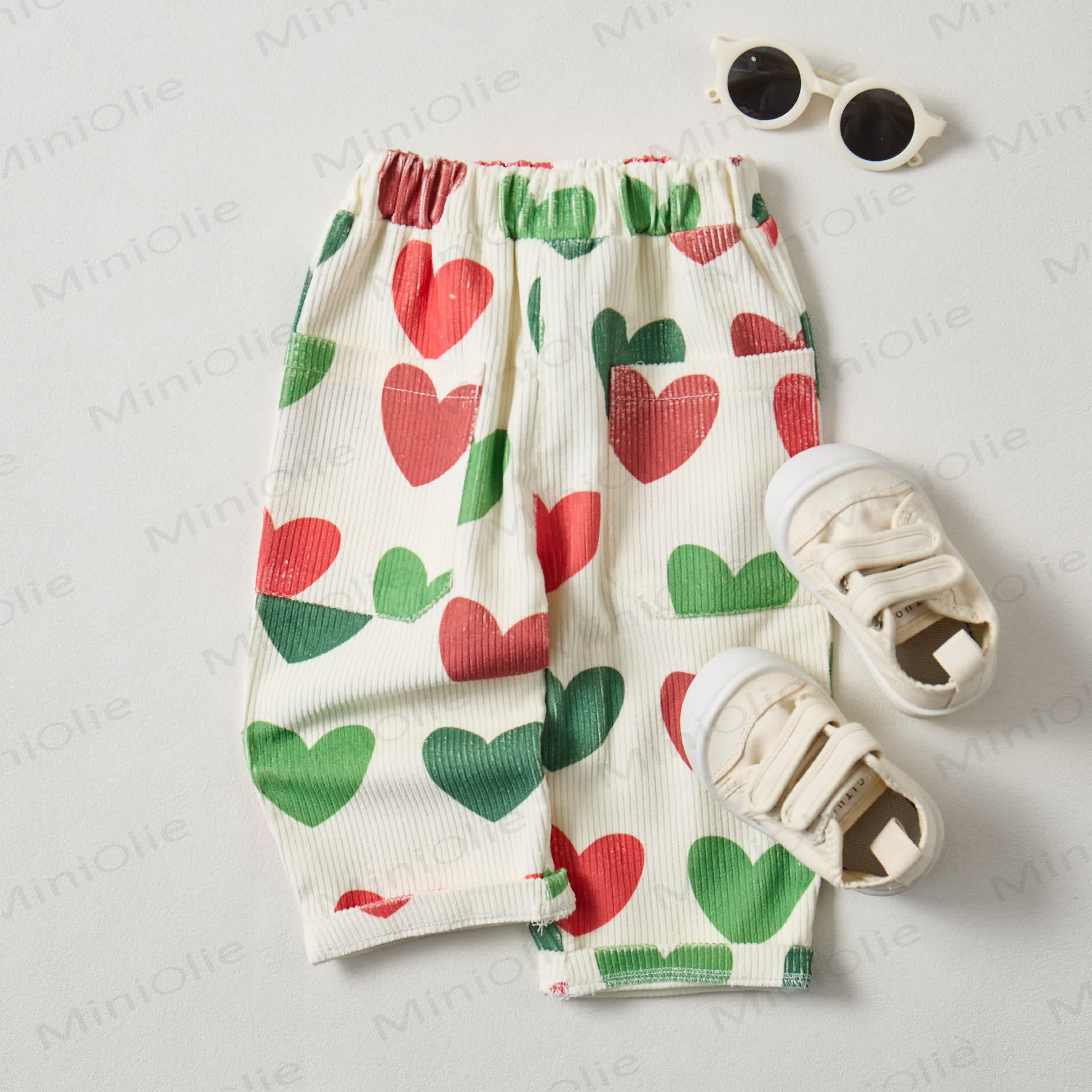 Baby Toddler Christmas Color Hearts Corduroy Pants - image 2