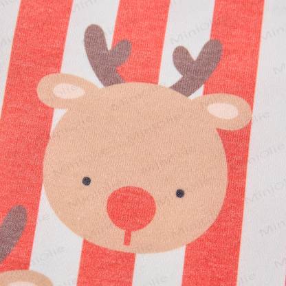 Baby Christmas Elk Red Vertical Striped Beige Romper - image 4