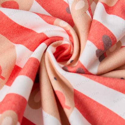 Baby Christmas Elk Red Vertical Striped Beige Romper - image 5