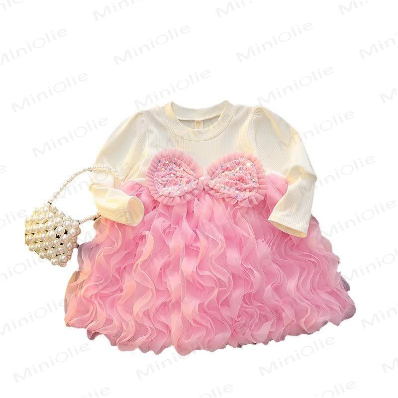 Baby Toddler Girl Bow Sequin Mesh Dress - image 2