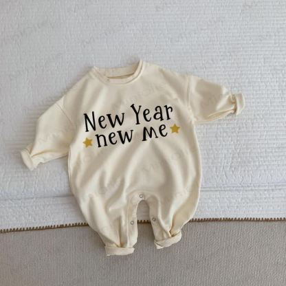 NEW YEAR NEW ME Baby Toddler Beige Romper - Beige - 2-3T - image 1