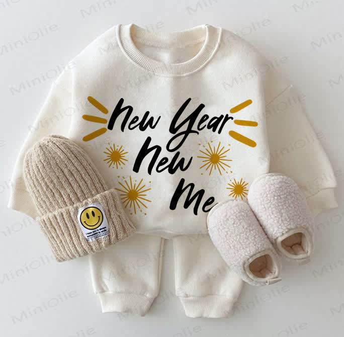NEW YEAR NEW ME Baby White Sweatshirt 2-piece Set - White - 2-3T - image 1