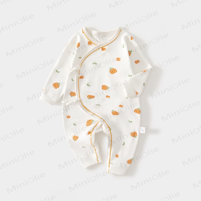 Baby Pumpkin Print Newborn Romper - White - 3-6M - image 1