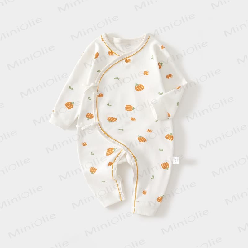 Baby Pumpkin Print Newborn Romper - White - 3-6M - image 1