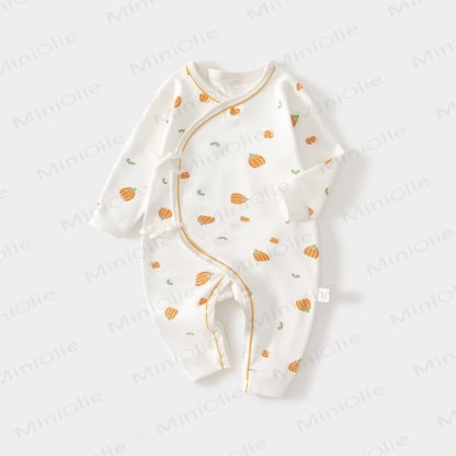 Baby Pumpkin Print Newborn Romper - White - 3-6M - image 1