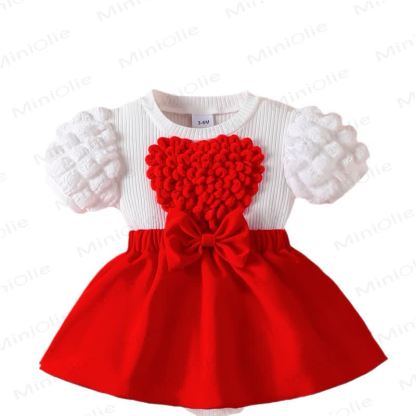 Baby Heart Skirtd Bodysuit with Headband - image 4