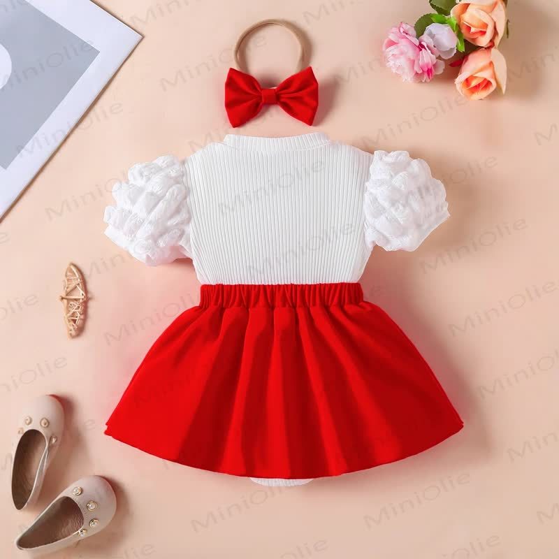 Baby Heart Skirtd Bodysuit with Headband - image 3
