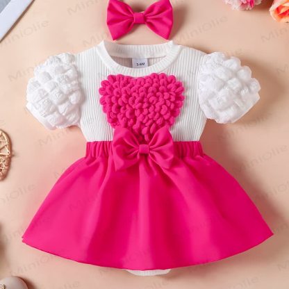 Baby Heart Skirtd Bodysuit with Headband - image 15