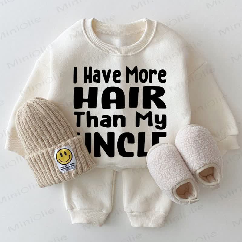 I HAVE MORE HAIR THAN MY UNCLE Baby White Sweatshirt 2-piece Set - White - 2-3T - image 1