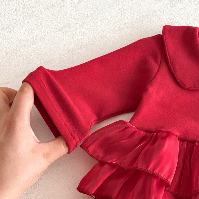 Baby Peter Pan Collar Red Skirted Bodysuit - image 4