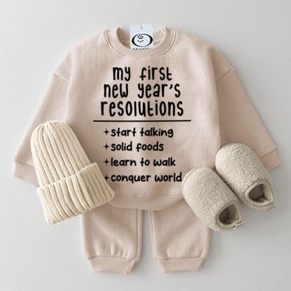 MY FIRST NEW YEAR'S RESOLUTIONS Baby 2-piece Beige Set - Beige - 2-3T - image 1
