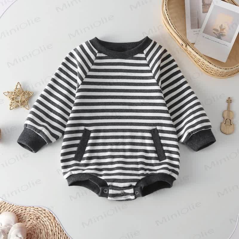 Baby Striped All-Cotton Bodysuit - Grey - 18-24M - image 2