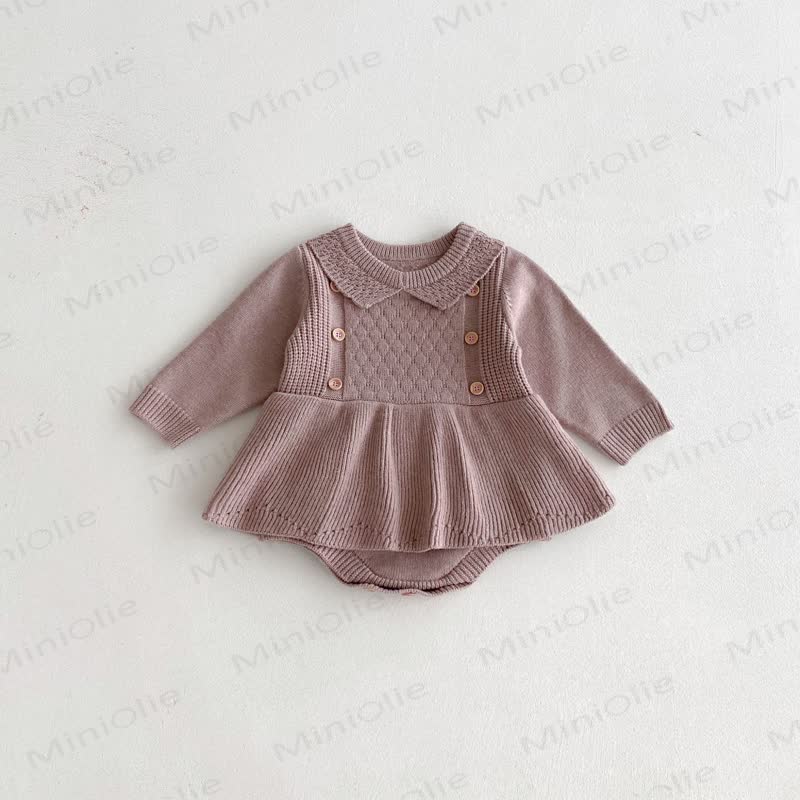Baby Solid Color Knit Skirted Bodysuit - Pink - 18-24M - image 5