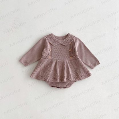 Baby Solid Color Knit Skirted Bodysuit - Pink - 18-24M - image 5