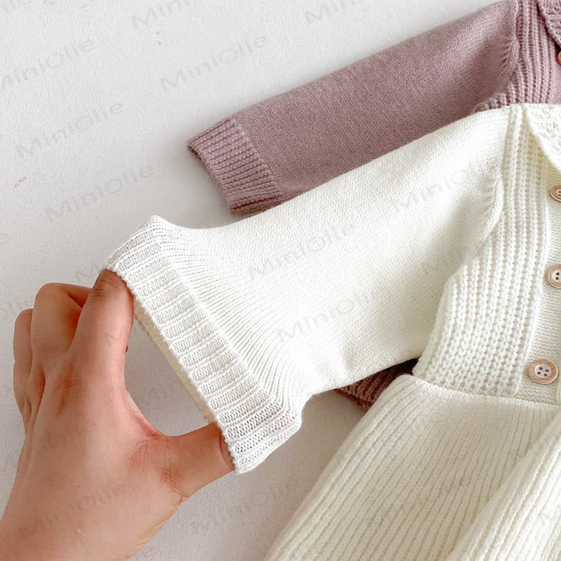 Baby Solid Color Knit Skirted Bodysuit - image 11