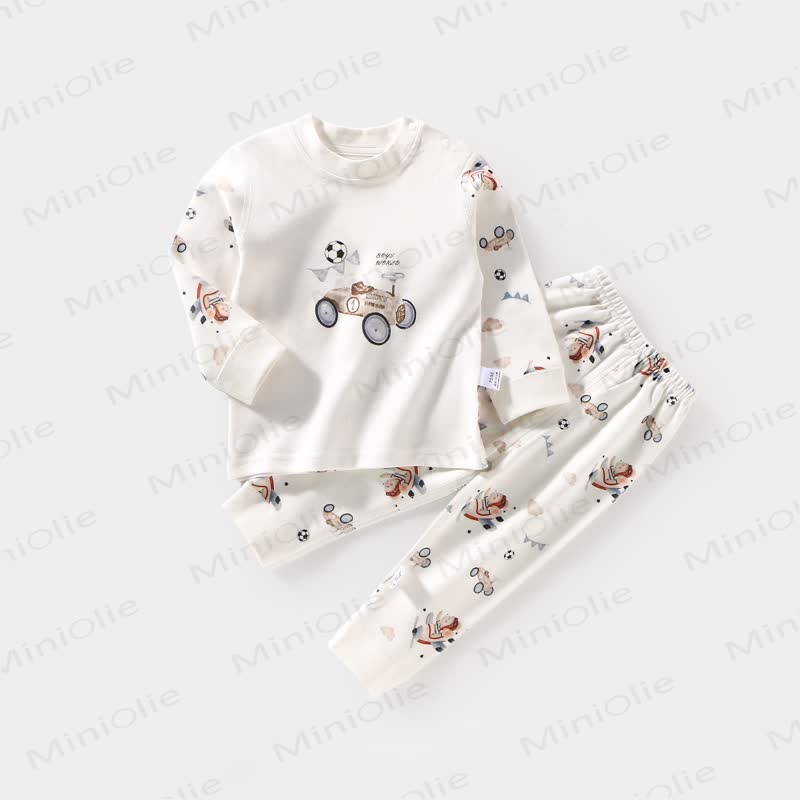 Baby Car Print Pajamas 2 Pieces Set - White - 12-18M - image 1