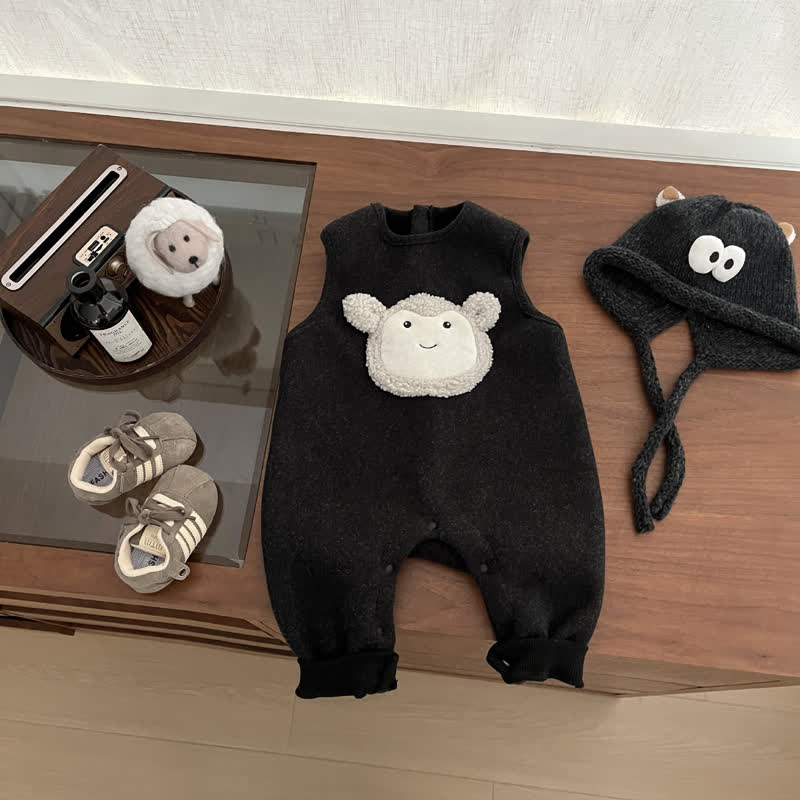 Baby Toddler Monkey Fleece Black Overalls & Sweater - Black Overalls - 3-5T - image 1