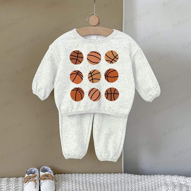Baby Basketball Sweatshirt 2-piece Gray Set - Gray - 2-3T - image 1