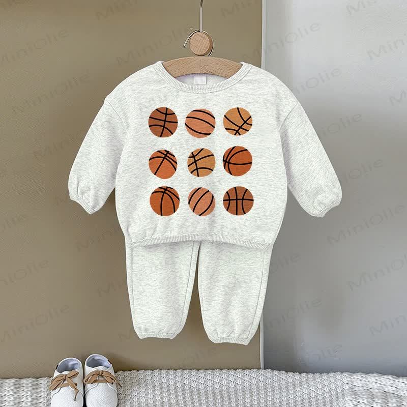 Baby Basketball Sweatshirt 2-piece Gray Set - Gray - 2-3T - image 1
