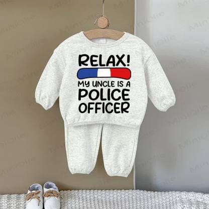 RELAX! MY UNCLE IS A POLICE OFFICER Baby Sweatshirt 2-piece Gray Set - Gray - 2-3T - image 1