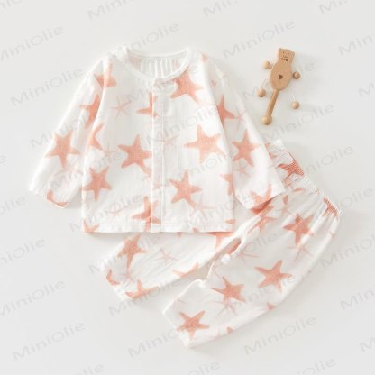Baby Starfish Print Pajamas 2 Pieces Set - White - 2-3T - image 1