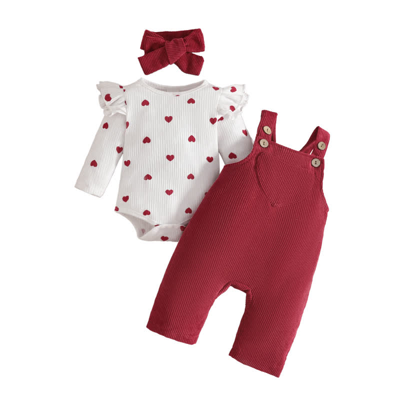Baby Girl Love Cord Bodysuit & Overalls 2-piece Set With A Bow - image 6