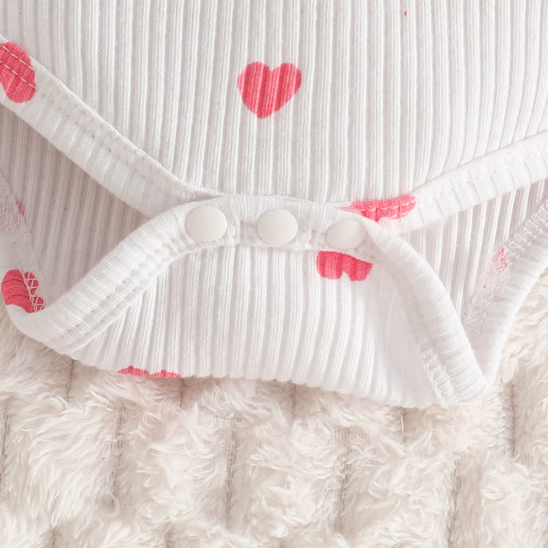 Baby Girl Love Cord Bodysuit & Overalls 2-piece Set With A Bow - image 17