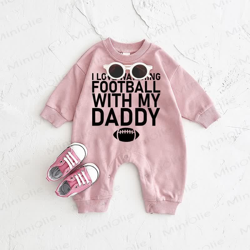 I LOVE WATCHING FOOTBALL WITH MY DADDY/MOMMY Baby Pink Romper - DADDY - 2-3T - image 1