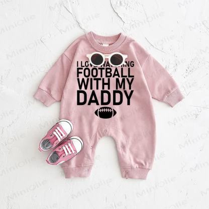 I LOVE WATCHING FOOTBALL WITH MY DADDY/MOMMY Baby Pink Romper - DADDY - 2-3T - image 1