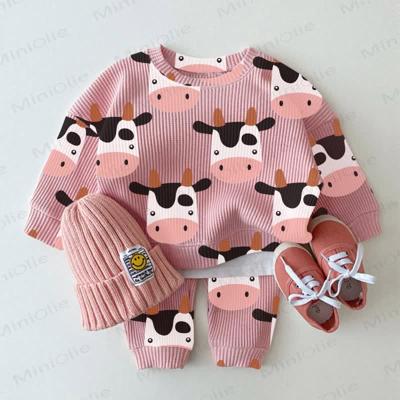 Baby Cow Pink Waffle 2-piece Set - Pink - 3-5T - image 1