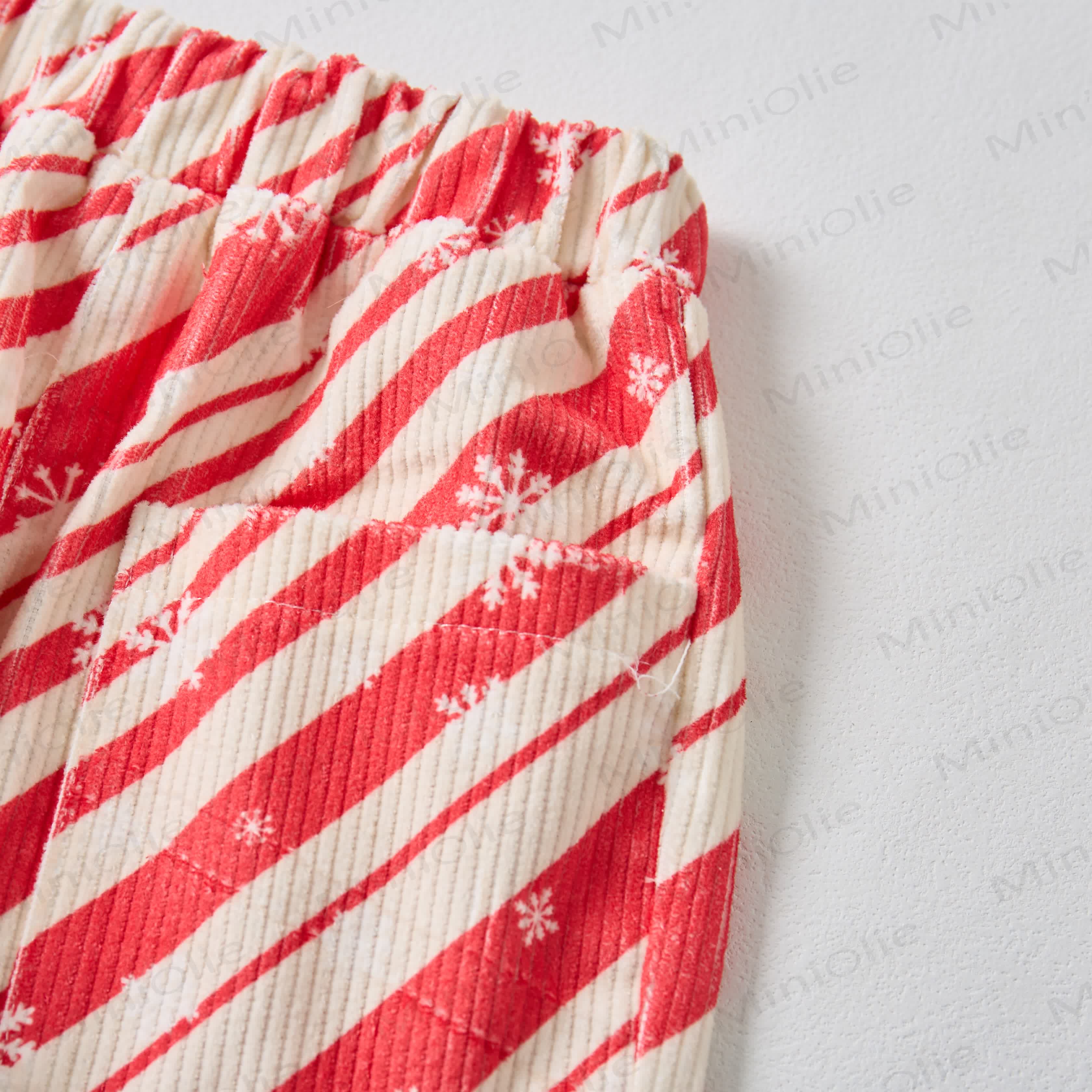 Baby Toddler Christmas Snowflake Red Striped Corduroy Pants - image 3