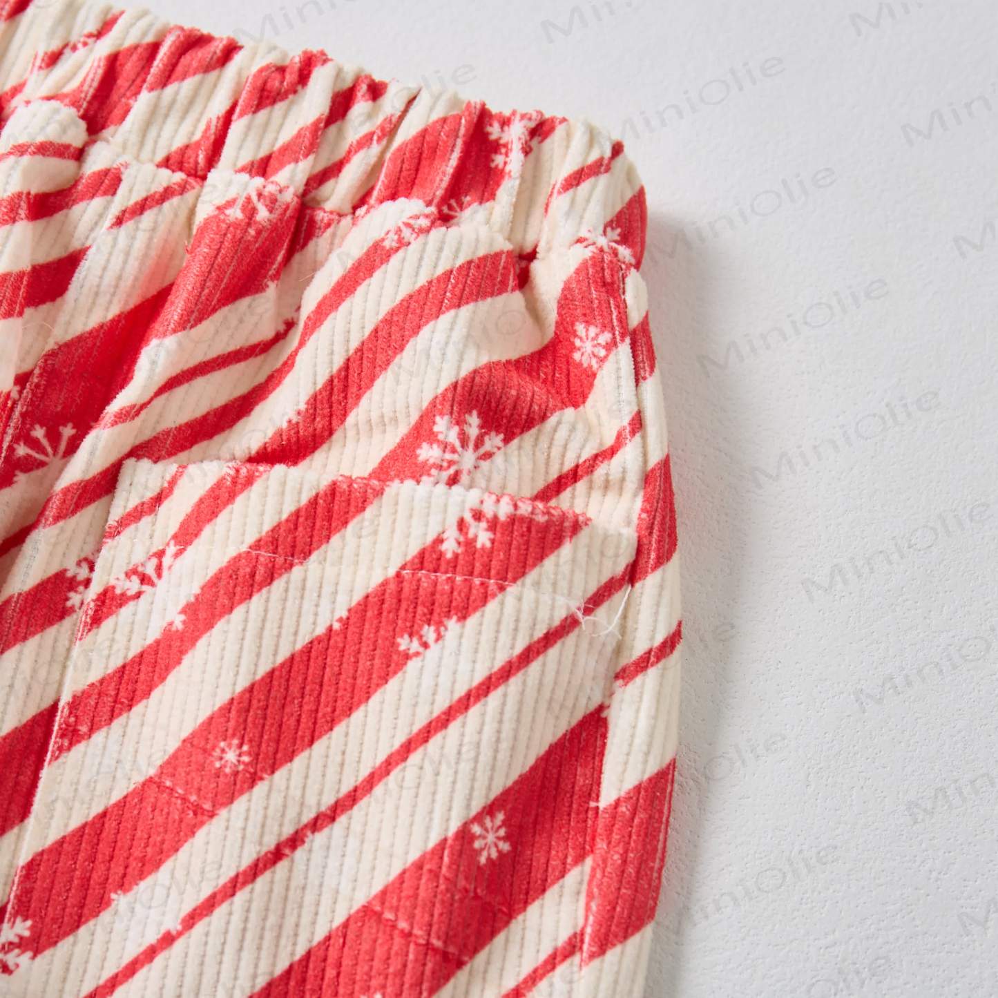 Baby Toddler Christmas Snowflake Red Striped Corduroy Pants - image 3