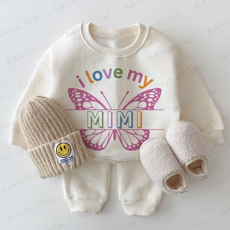 I LOVE MY MIMI Baby Butterfly White Sweatshirt 2-piece Set - White - 2-3T - image 1