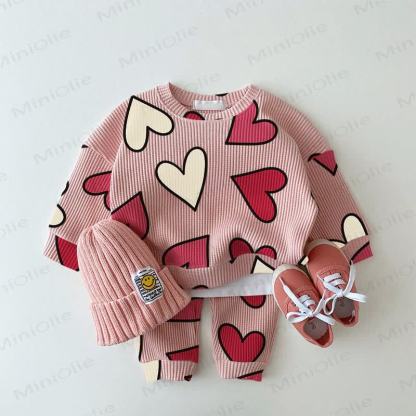 Baby Love Waffle 2-piece Pink Set - Pink - 2-3T - image 1