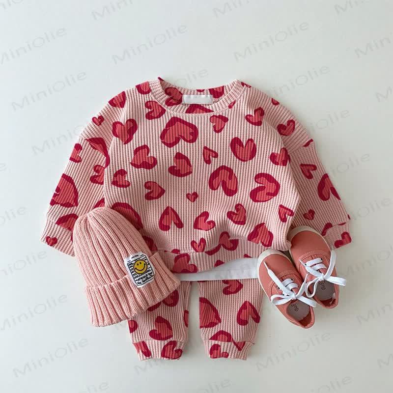 Baby Love Leopard Print Waffle 2-piece Pink Set - Pink - 2-3T - image 1