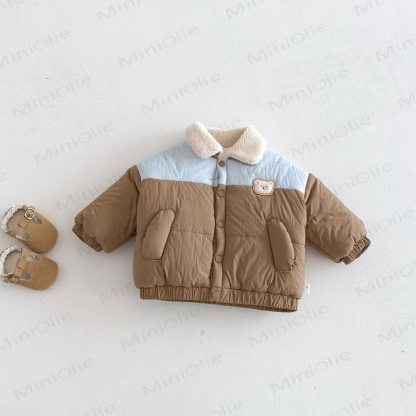 Baby Toddler Boys Color Block Bear Lapel Outerwear - Brown - 5-7T - image 3